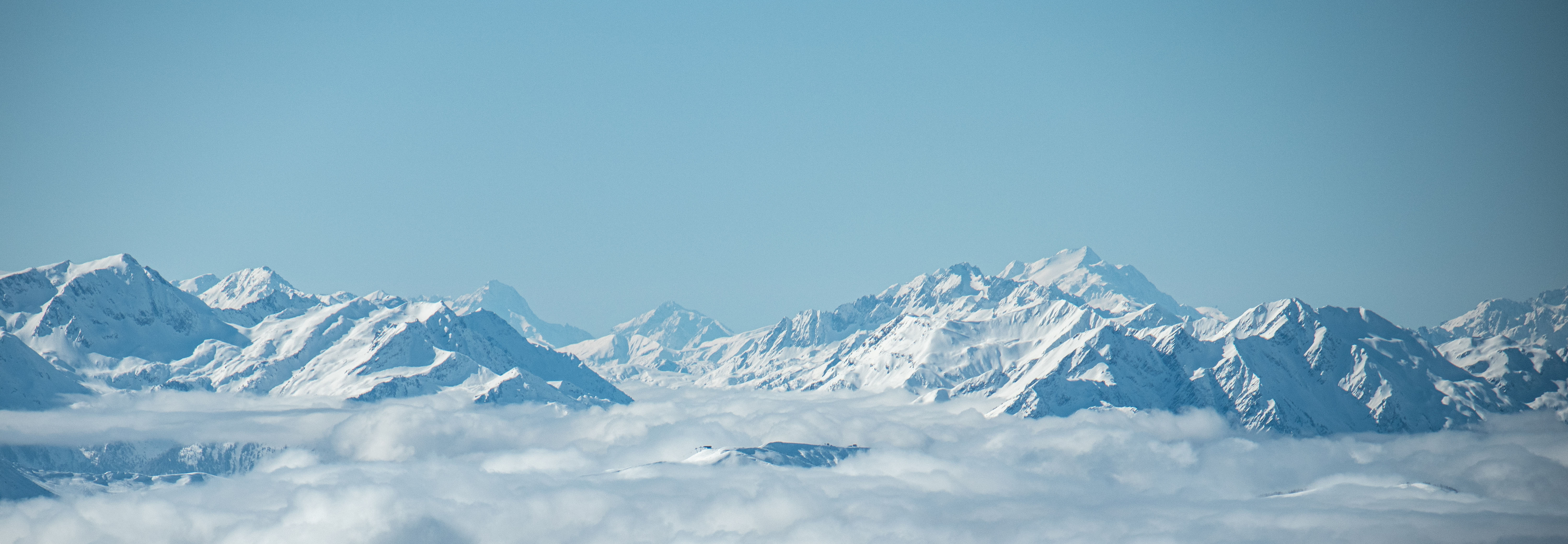 Panoramisch uitzicht bij het begin van de Cascades-piste, Grandes Platières, Flaine